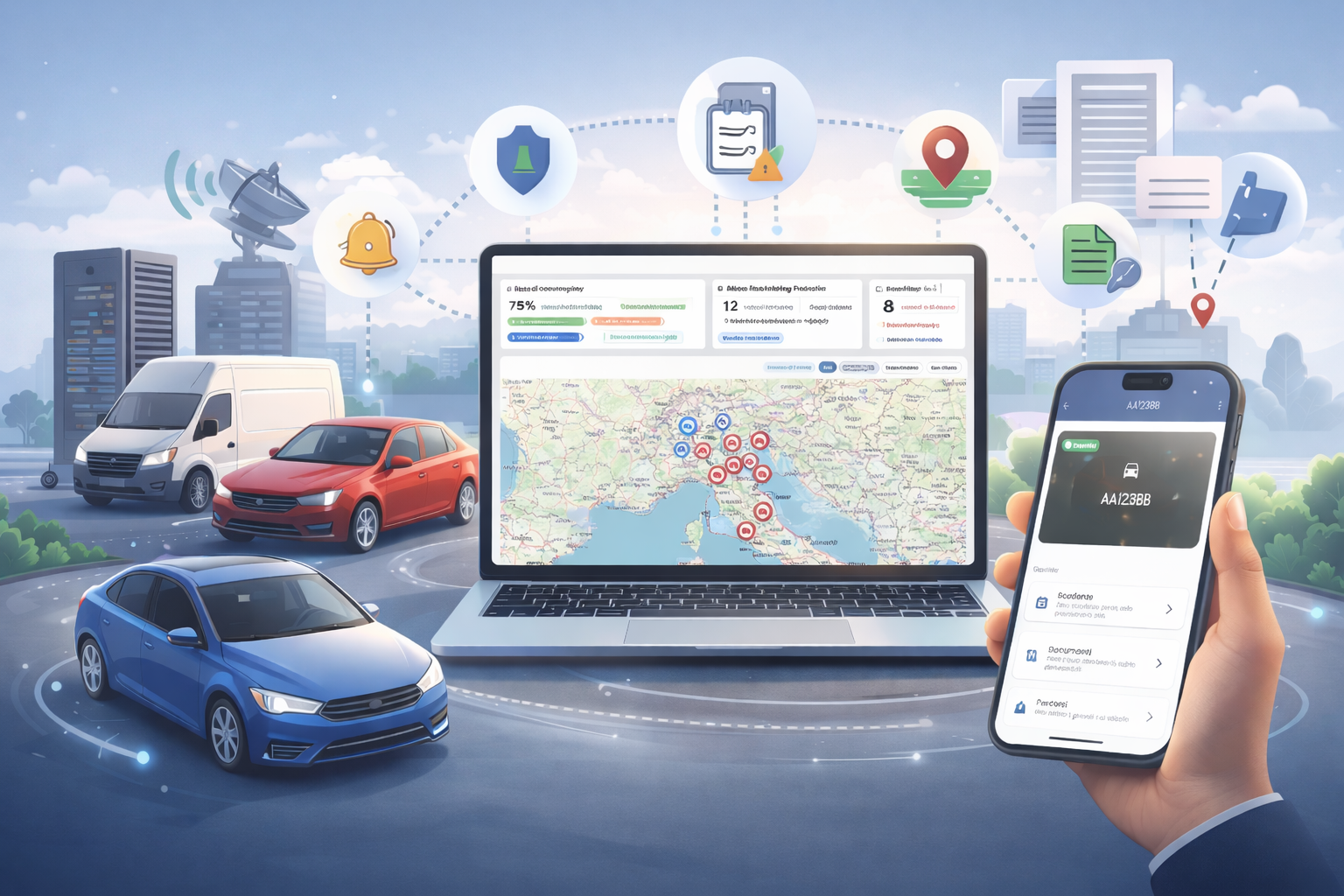 Fleet management con GPS tracking e scadenze automatiche