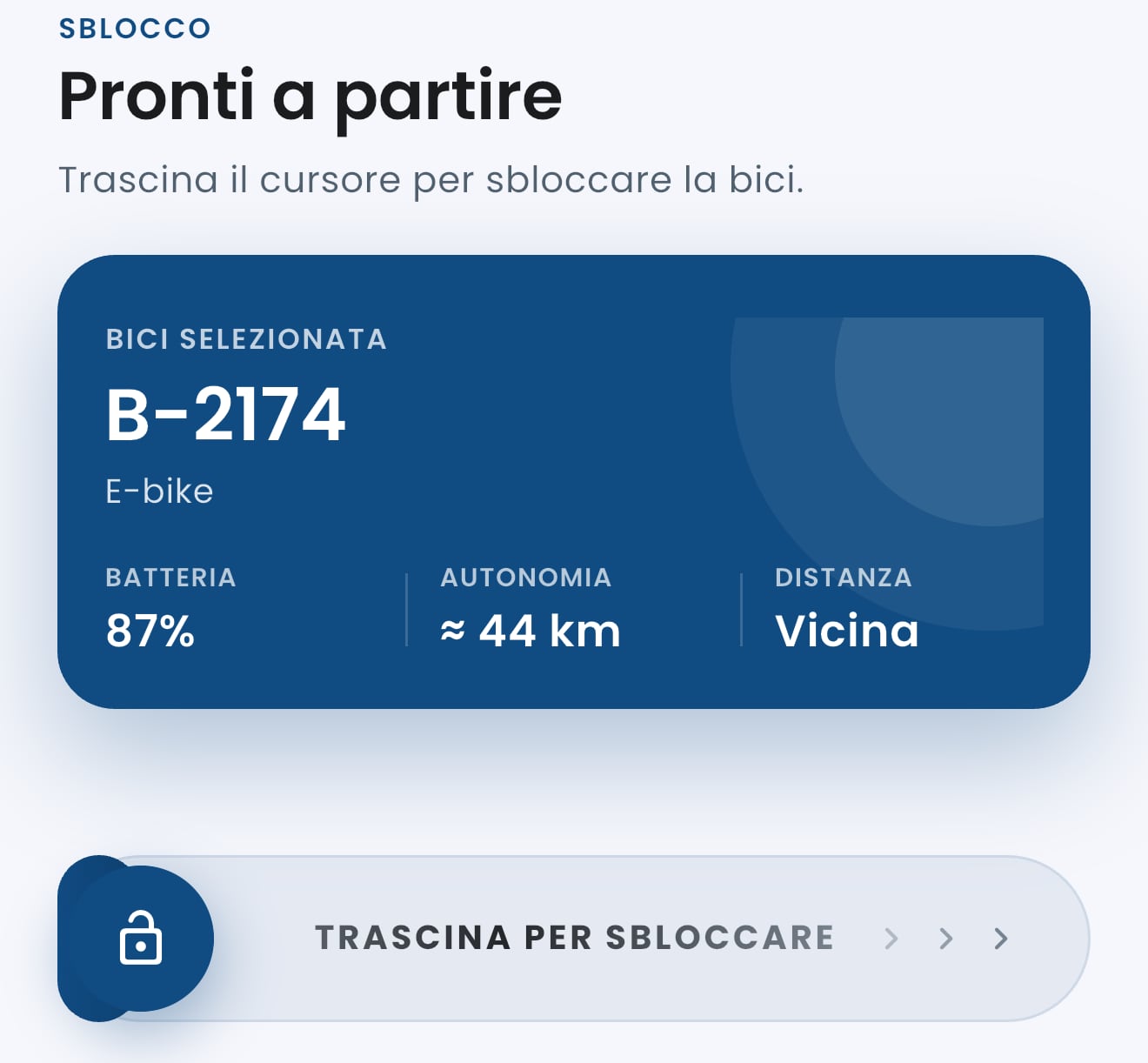 Esperienza di sblocco e riepilogo viaggio bike sharing